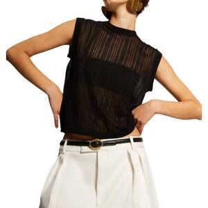 NEW AUTUMN CASHMERE variegated rib muscle tee in black